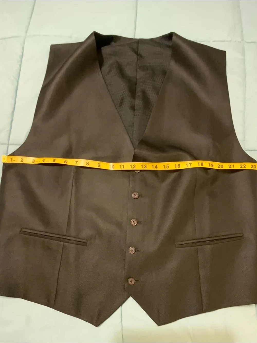 Gioberti Formal Suit Vest Dark Brown Fully Lined Textured Pattern Five Button